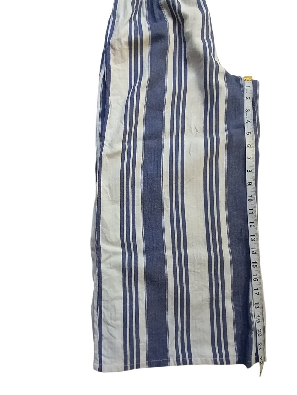 Skylar + Jade Linen Blend Wide Leg Cropped Pants Stripes Large Coastal Beach - Picture 7 of 13